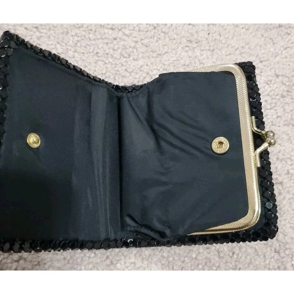Vintage Black Aluminum Mesh Evening Bag Crossbody Clutch Purse Wallet/Coin Purse